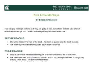 Five Little Monkeys Family Book Sheet Early Childhood Development