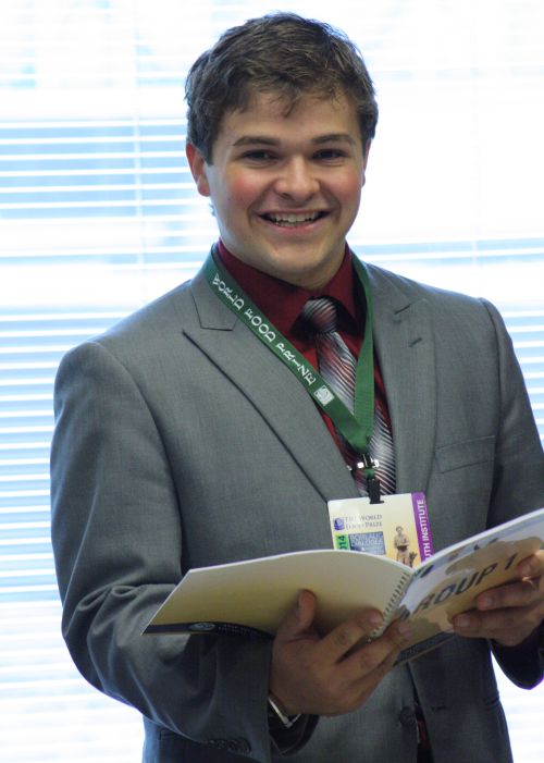 Loren King representing the state of Michigan at the 2014 World Food Prize Global Youth Institute.