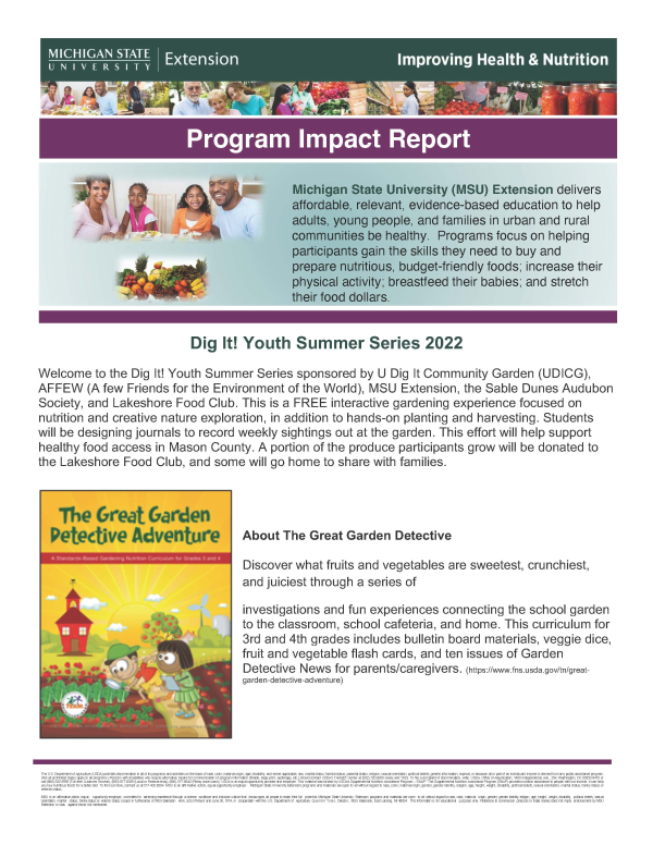 2022 Dig It! Youth Summer Series Impact Report - Nutrition