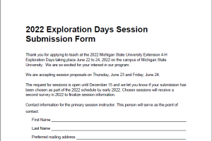 2022 4-H Exploration Days Session Submission