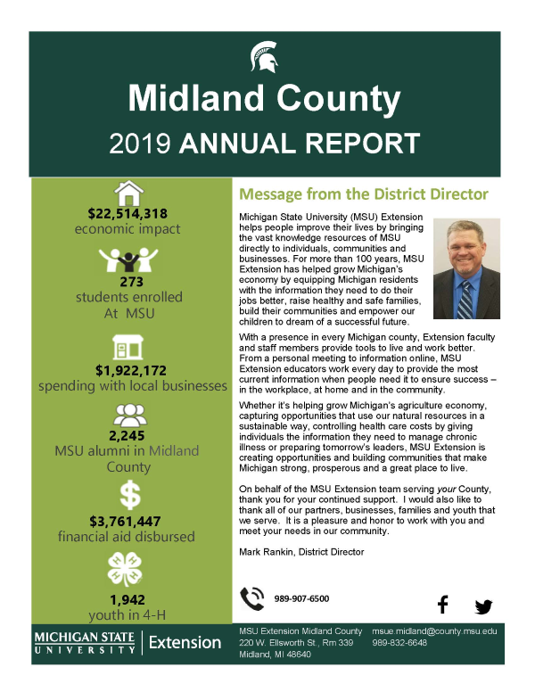 Midland County MSU Extension Annual Report 2019 cover