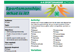 4-H Sportsmanship Activity: Sportsmanship - What is it?