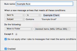 Setting Rules for Automatic Email Handling in Outlook for Mac