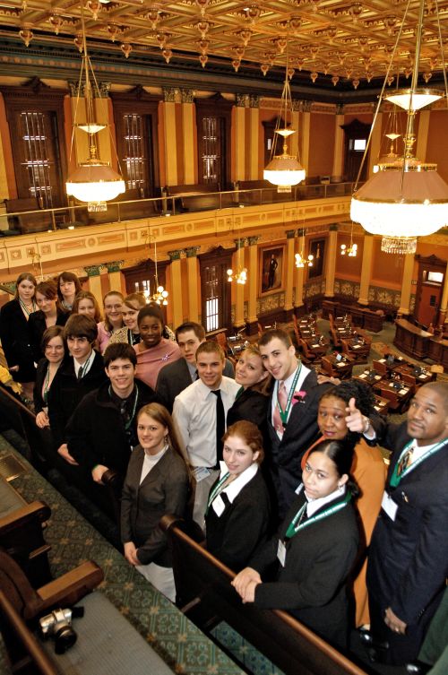 Past participants of the 4-H Capitol Experience in Lansing, Michigan. Photo by MSU Extension.