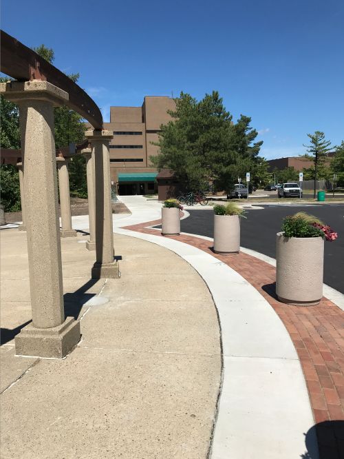 A photo of the new side walk at the 4-H Children's Garden.