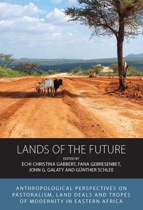 Book cover showing a road with two cattle resting under a tree.