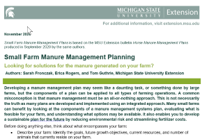 Small Farm Manure Management Planning
