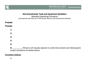 Soil Amendments Tools and Equipment Sanitation