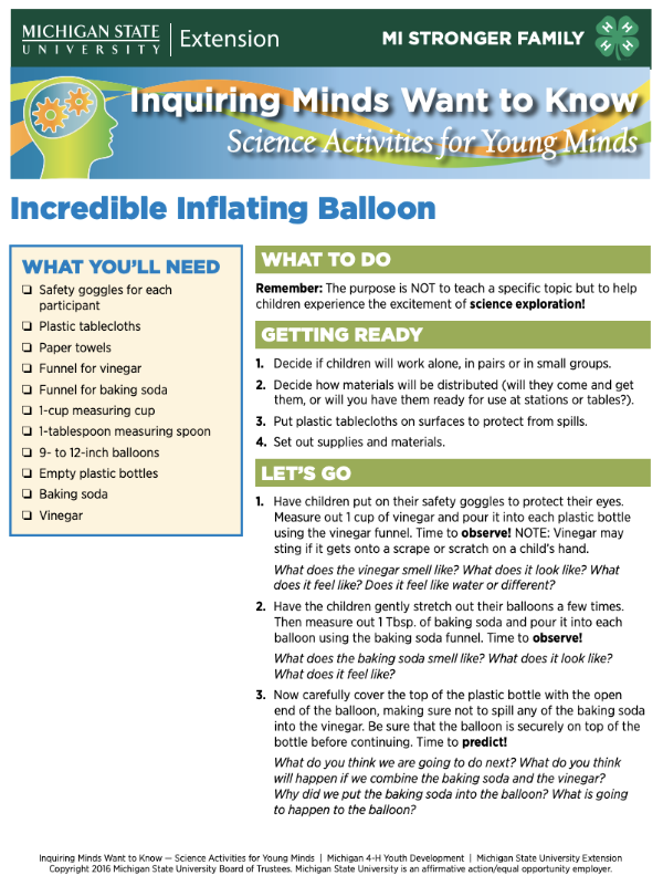 Inquiring Minds Want To Know Incredible Inflating Balloon 4 H Science Engineering