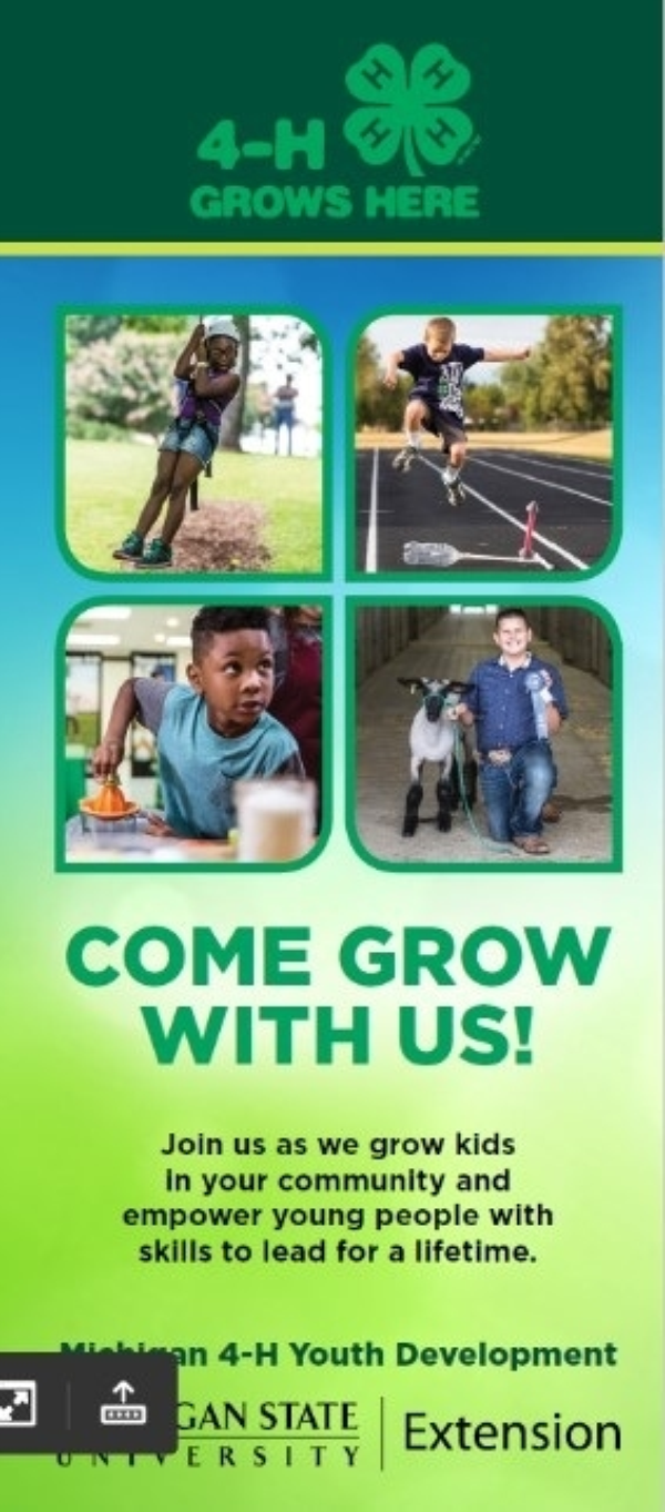 Photo of 4-H Grows Here brochure.