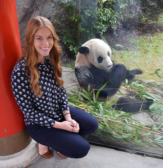 Abbey Wilson, with a panda
