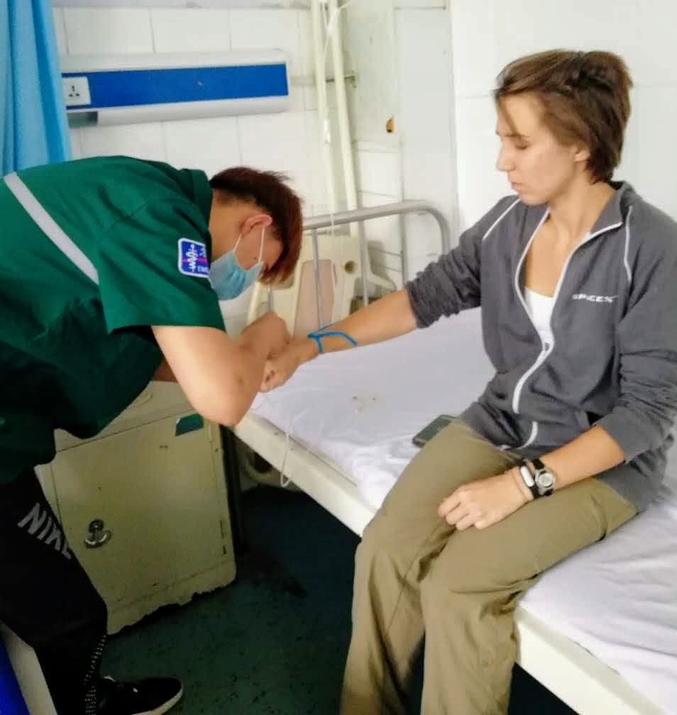 Sick woman at Chinese hospital