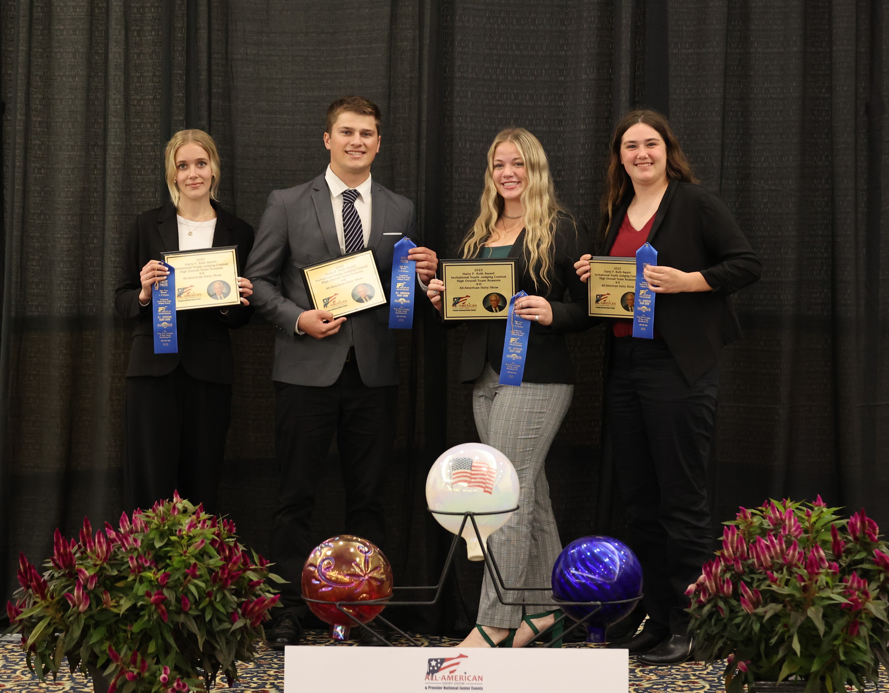 Team members with their awards.