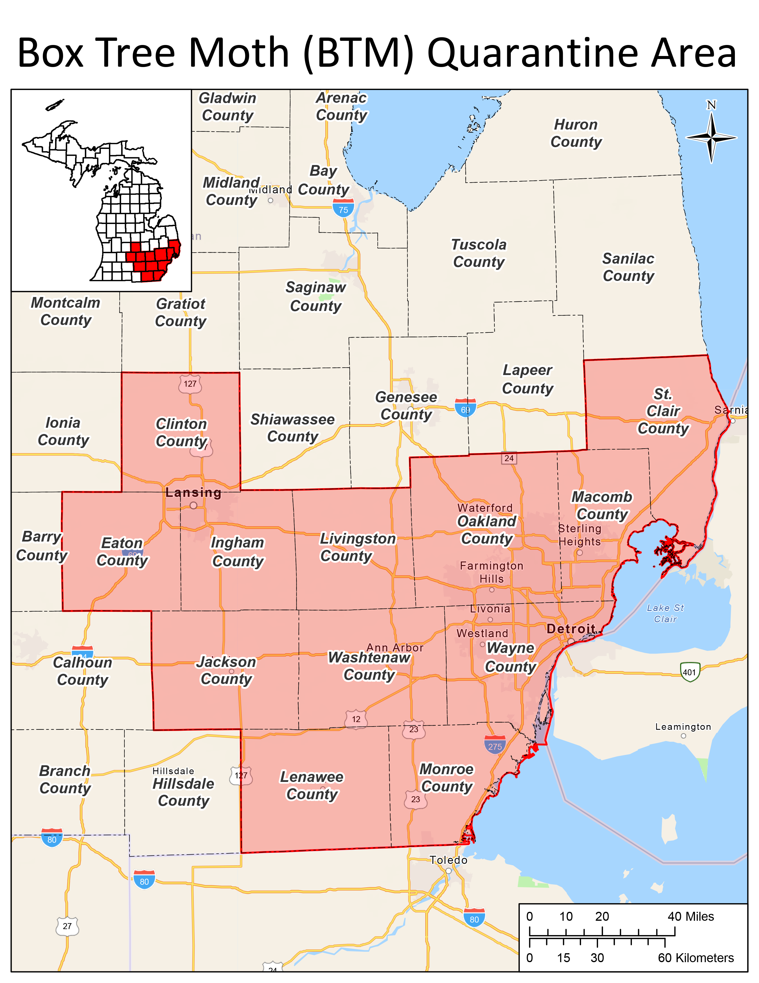 Box tree moth quarantine map.