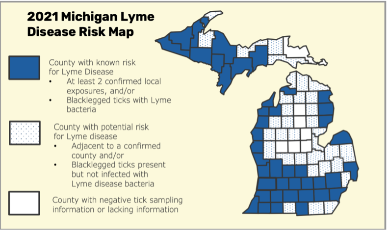 Risk map of Lyme disease in Michigan