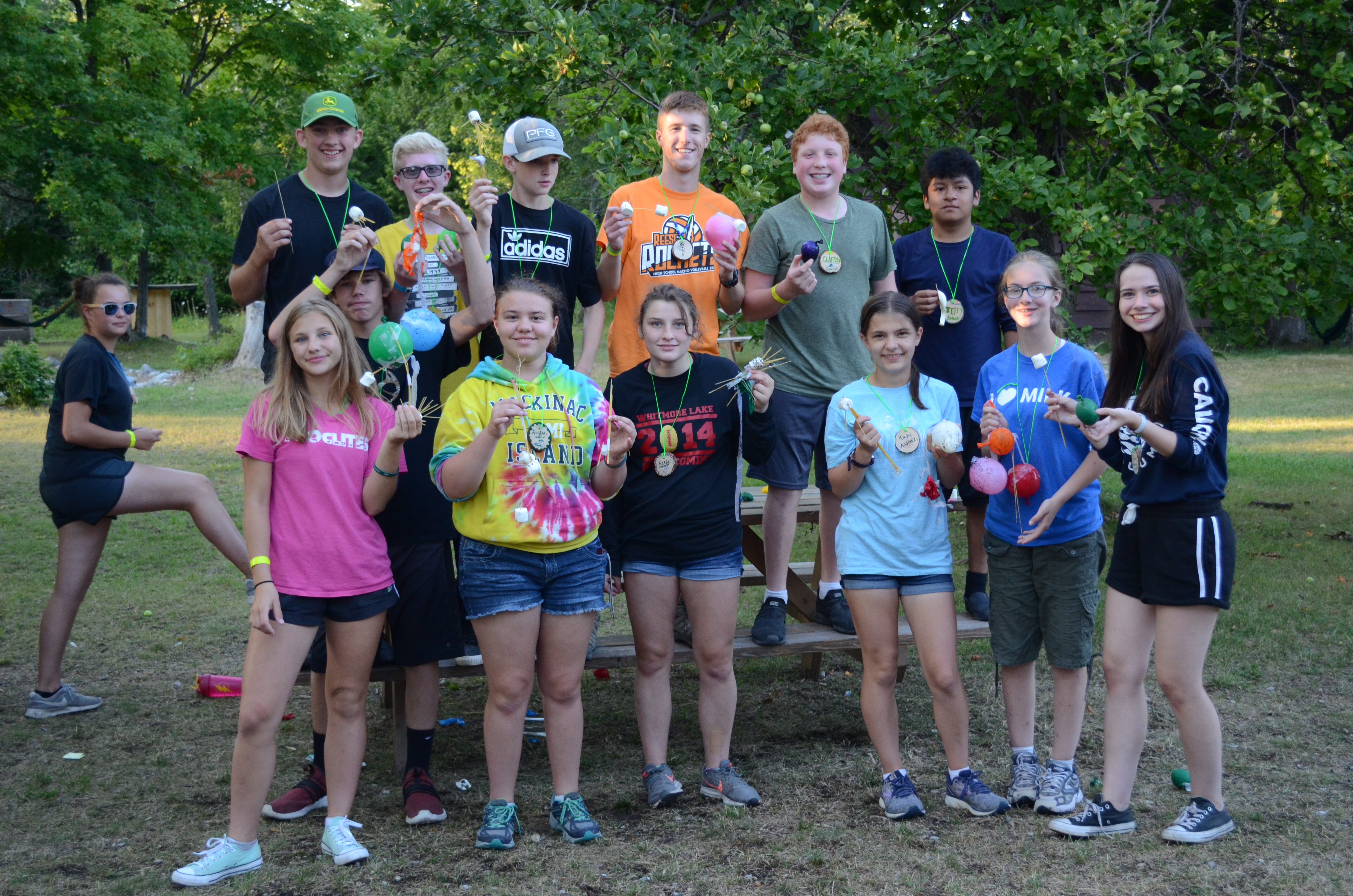 A group of campers smiling