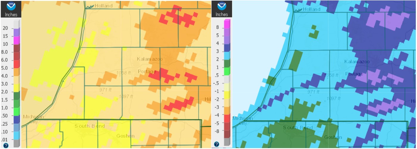 Precipitation over the past seven days