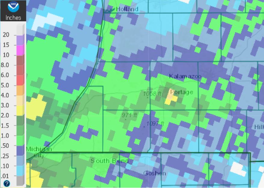 Precipitation over the past seven days