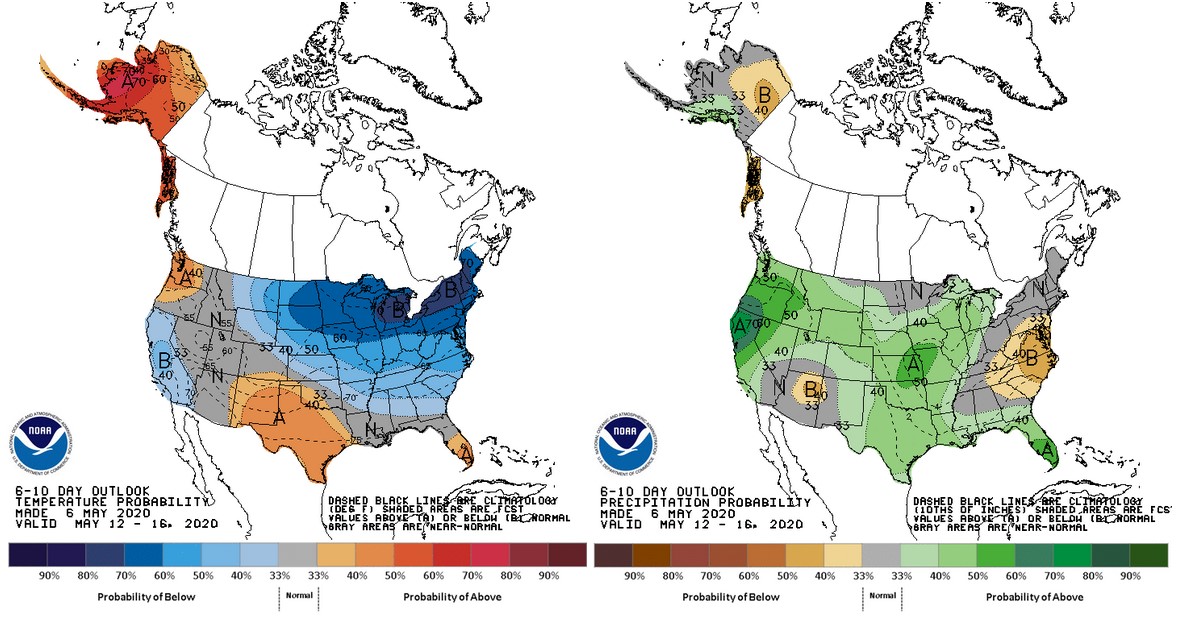 6-10 day outlook for temperature and precipitation