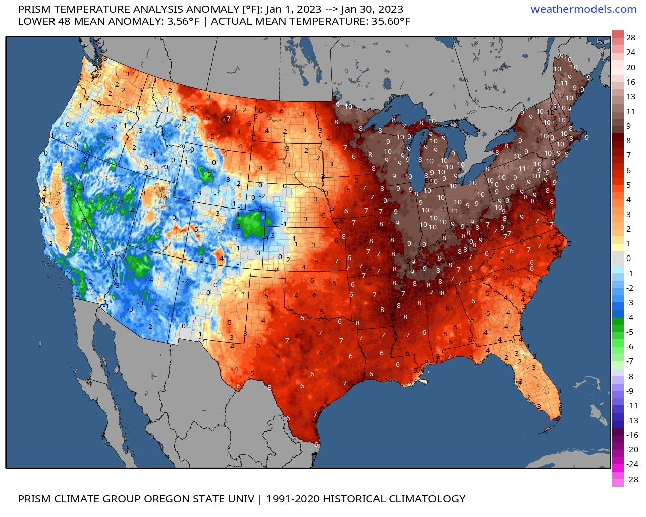 Map of temperature averages