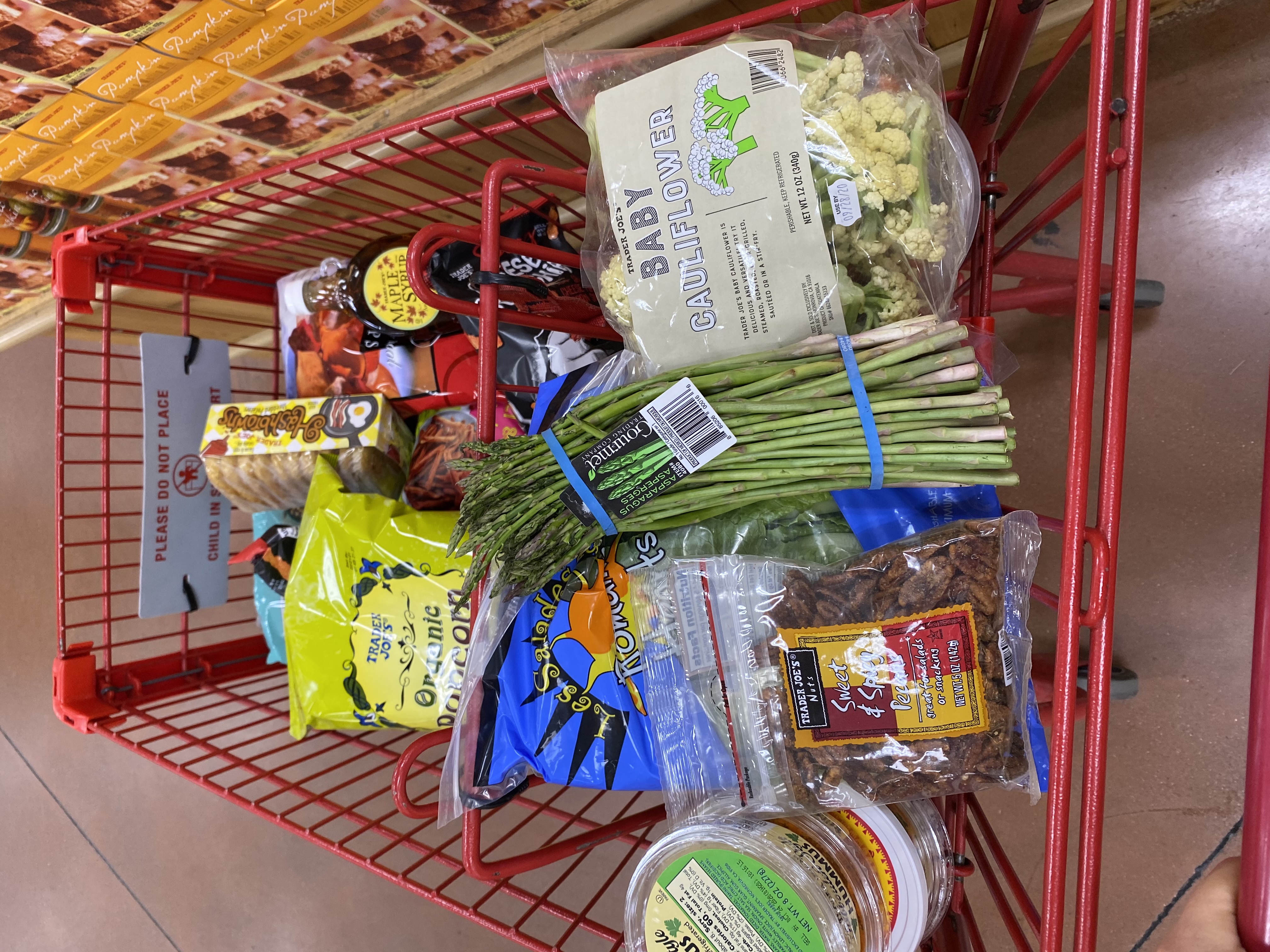 Grocery cart full of food