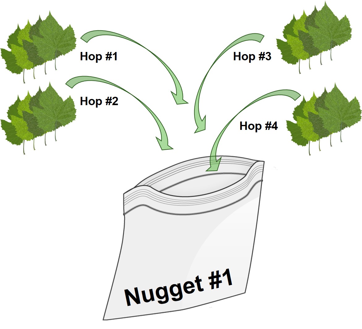 Diagram of multiple plants going into a bag.