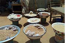 beans on display at a market