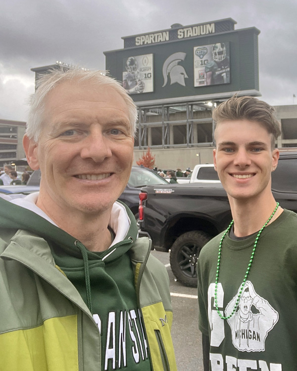 Todd with his son at Spartan Stadium