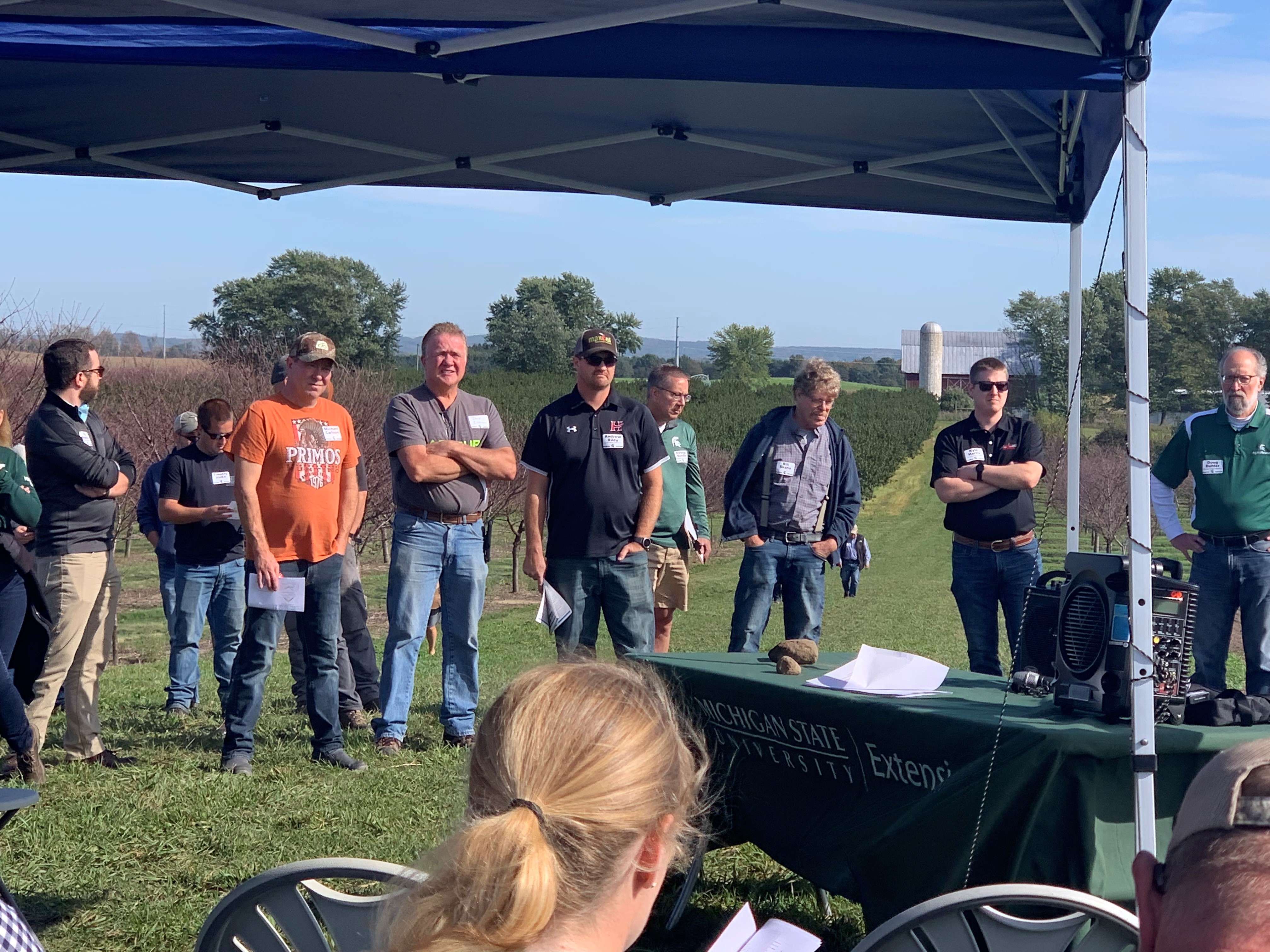 The West Central Michigan Research and Extension Center showcased its new facilities, ongoing research projects related to tree fruit, and future planting and research plans.