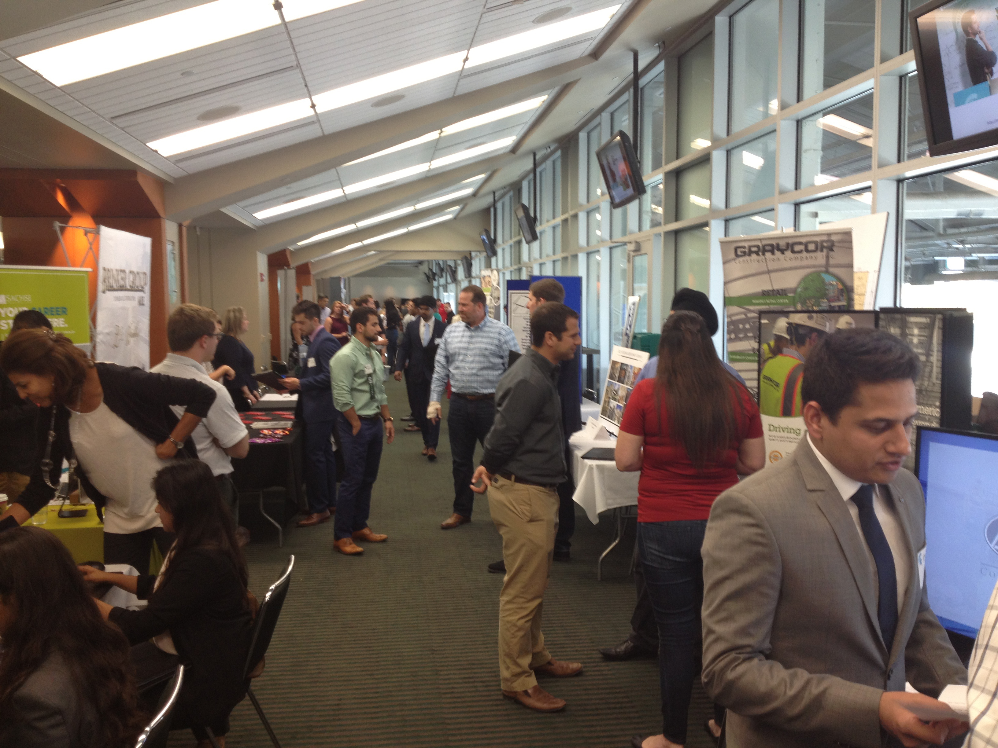 Students and employers networking at the 2018 Construction Management Career Fair.