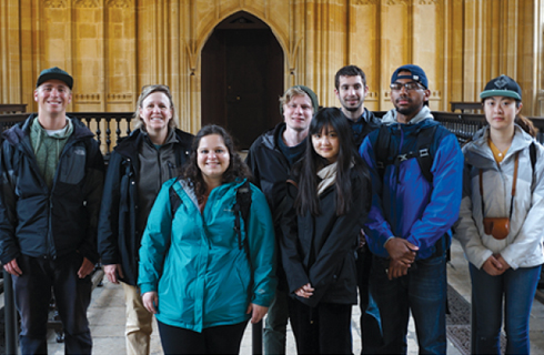 Karen Russcher and students at Oxford.