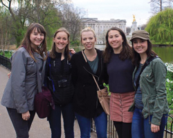 Students at Buckingham Palace in London during study abroad.