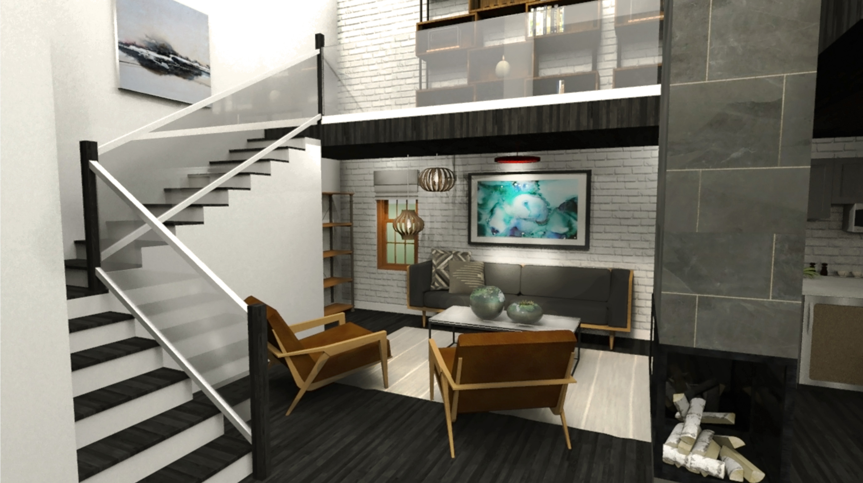 Interior design digital rendering.