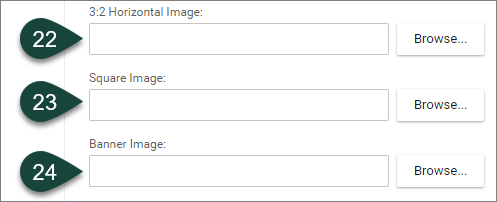 Showing Image fields for 3:2 Horizontal, Square and Banner.