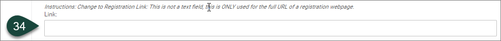 Shows the Link field where the event registration web address is input.