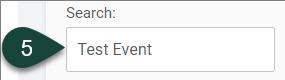 Shows the Content Search box including the name of the event to be searched for.