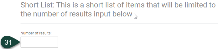 Shows the Number of Results field for Person Short List..