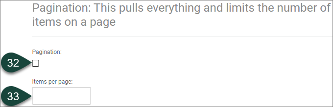 Shows the Person Pagination fields, including the Pagination check box and Items per Page field.