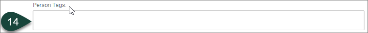 Shows the Person Tags field where tags can be input.