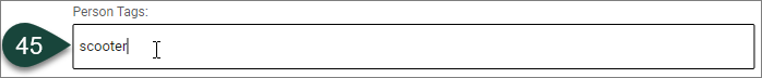 Tags field showing a typed in tag phrase with no existing tag showing in the system.