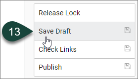 Save Draft button with other publishing buttons.