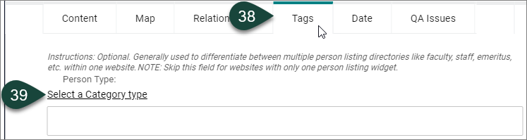 Tags tab with Person Type field.