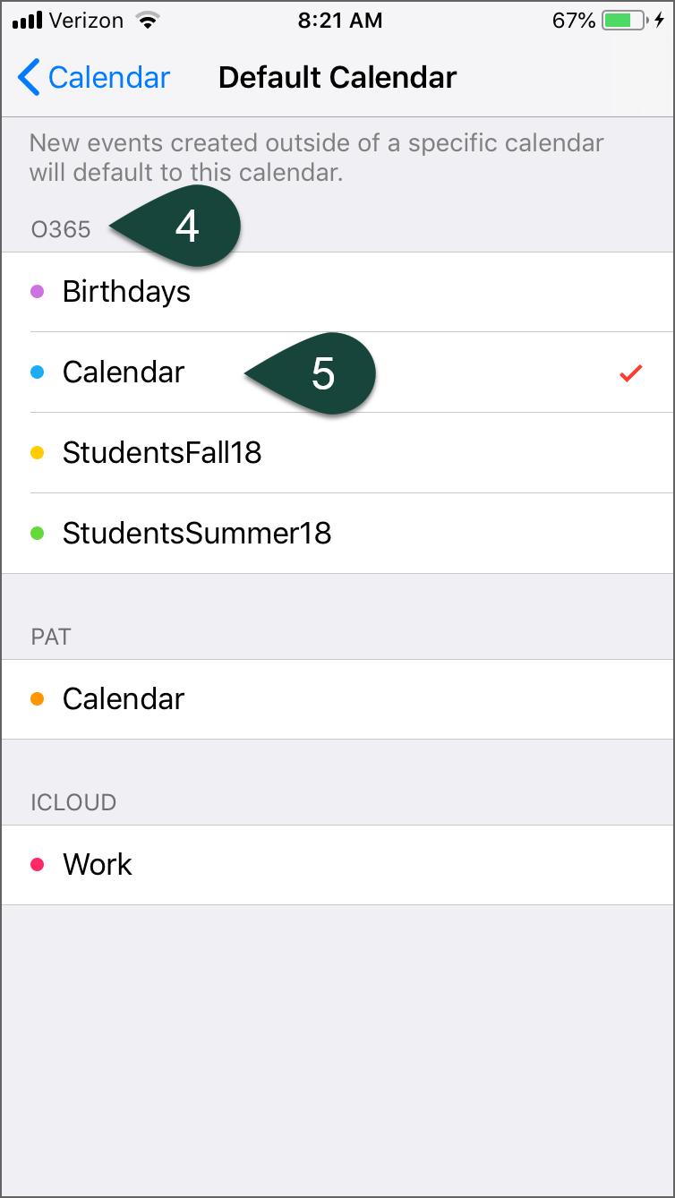 Setting The Default Calendar On Apple Devices Office 365 ANR 
