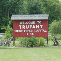 Village of Trufant welcome sign
