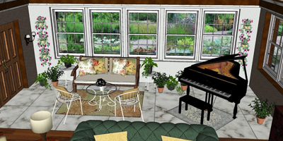 Proposed Garden-Inspired Lounge Space Rendering by MSU Interior Design Students