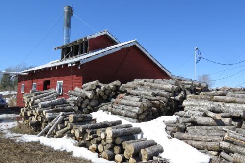 Wood-fueled maple syrup operation.