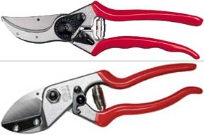 Top, by-pass Pruners. Bottom, anvil pruners.