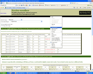 Enviro-weather menu