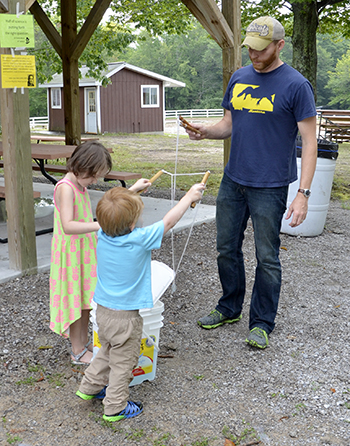 Kids make a bubble