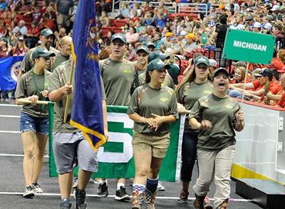 Michigan youth during opening ceremony